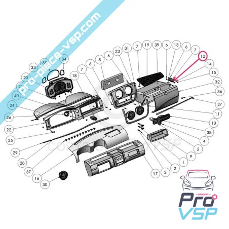 Push clip noir de boite à gant pour ligier xtoo r s rs optimax