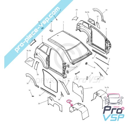 Pare boue avant droit pour microcar m8