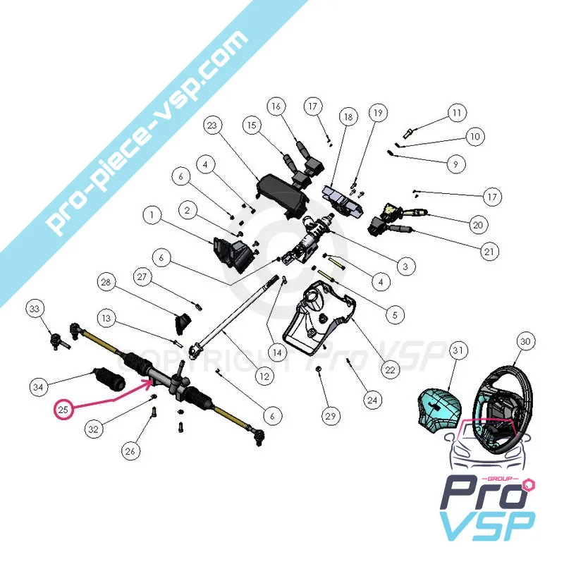 Original steering rack for Ligier Ixo JS50 JS50L Phase 1