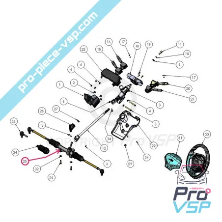 Crémaillère de direction origine pour Ligier Ixo JS50 JS50L phase 1