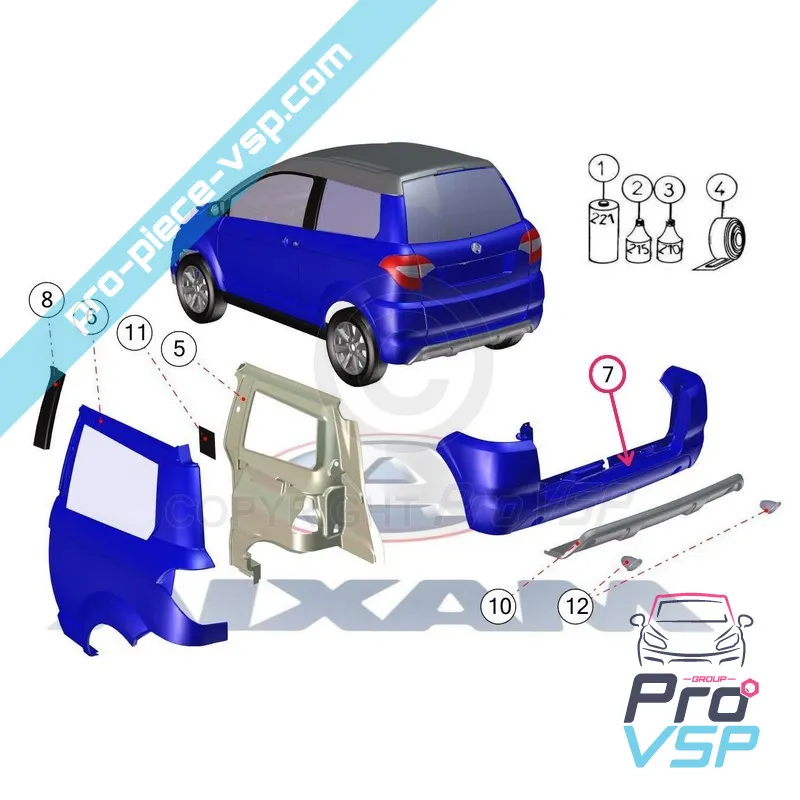 Rear bumper for aixam crossover vision