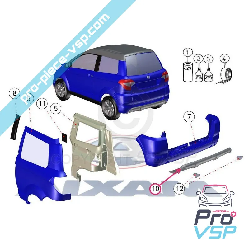 Central rear bumper Aixam Crossover Vision