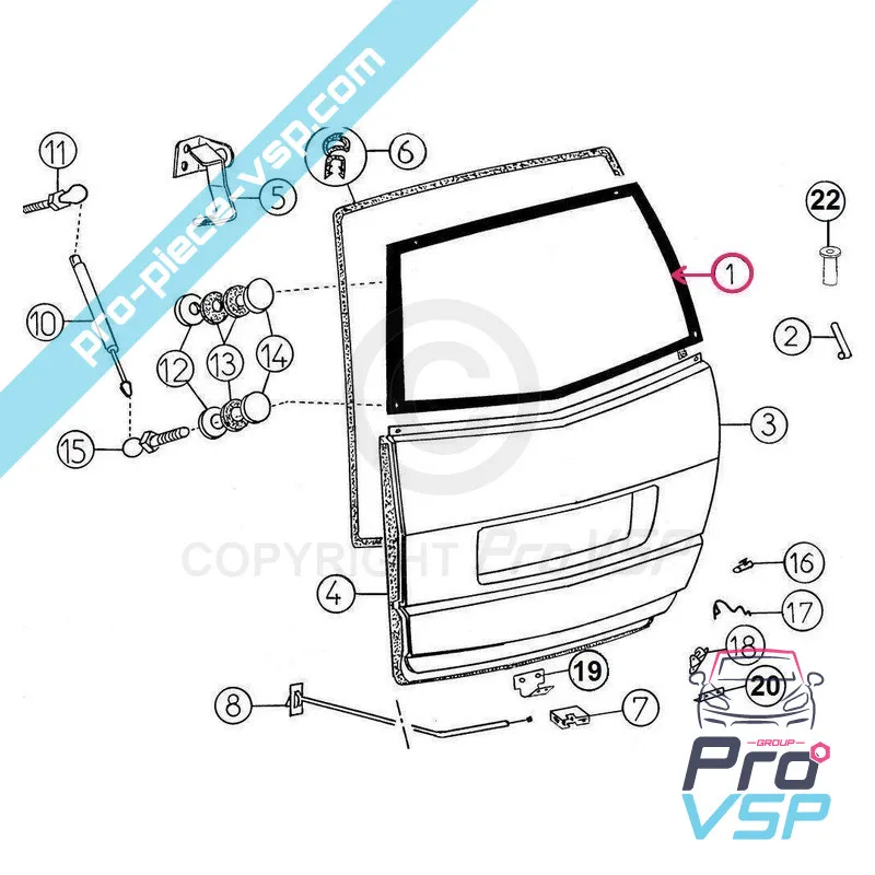 Rear window for aixam crossline Phase 1 and 2