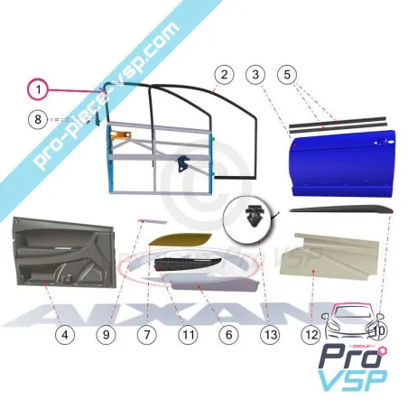 Cornice porta sinistra per aixam impulsion e vision