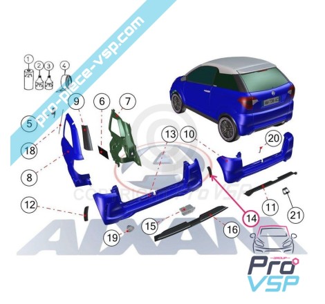 Right grid of rear bumper