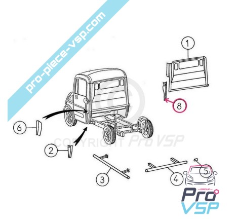 Montant de porte gauche pour camion mega phase 2