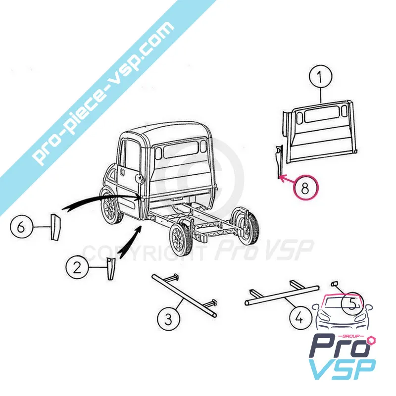 Montant de porte gauche pour camion mega phase 2 Montant de porte gauche pour camion mega phase 2