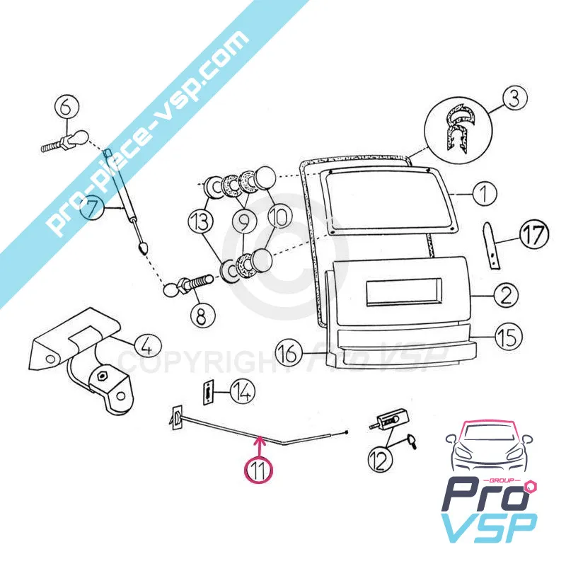 Zíper de abertura da porta da bagageira para aixam 500.4 e 500.5