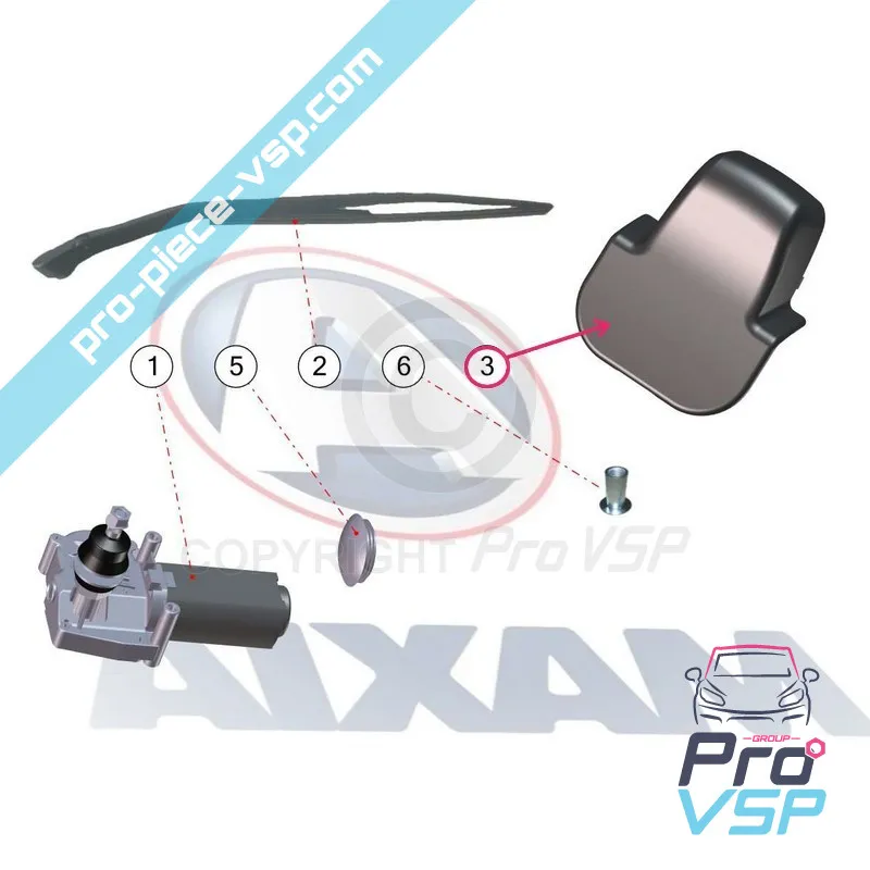 Cache rear wiper motor for Aixam Impulsion and Vision