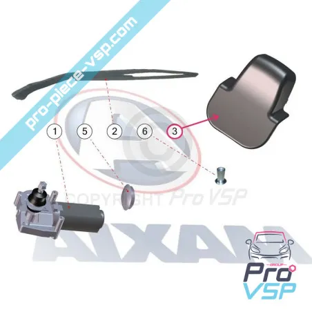 Cache rear wiper motor for Aixam Impulsion and Vision