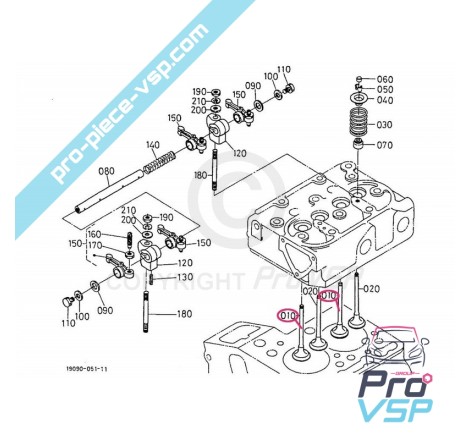 Soupape d'admission pour moteur kubota z402 z482