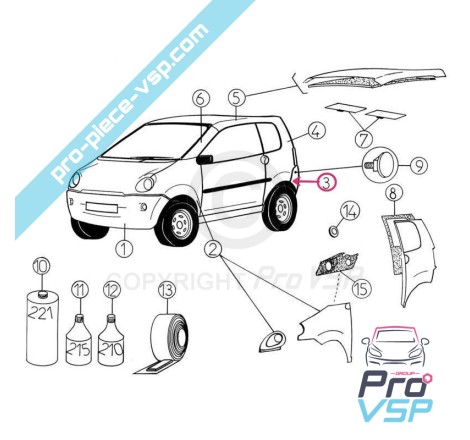 Pára-choques traseiros adaptável no ABS para Aixam 400sl