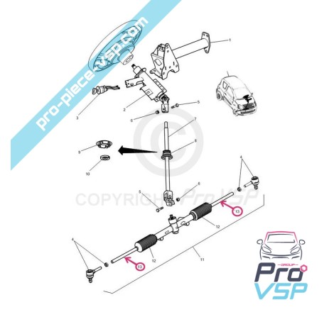 Biellette de direction adaptable pour Microcar Ligier