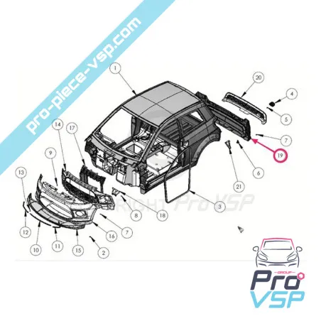 Rear bumper Origin for Ligier ixo V2 elegance