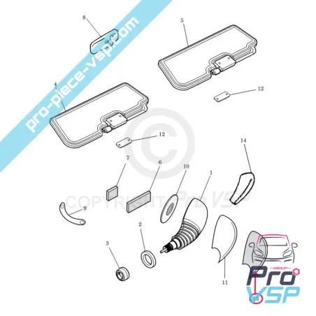 Custodia per specchio cromato per Ligier Microcar