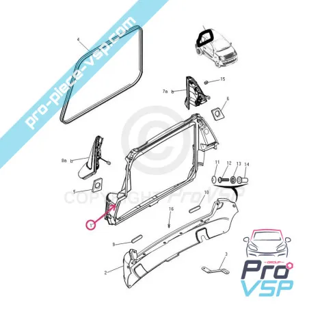 Baie de hayon pour microcar mgo 1 et 2
