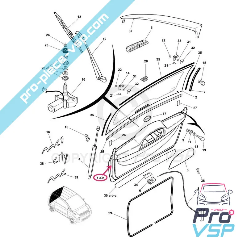 Tailgate to paint for Microcar mc1 mc2
