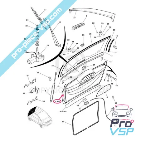 Hayon à peindre pour microcar mc1 mc2