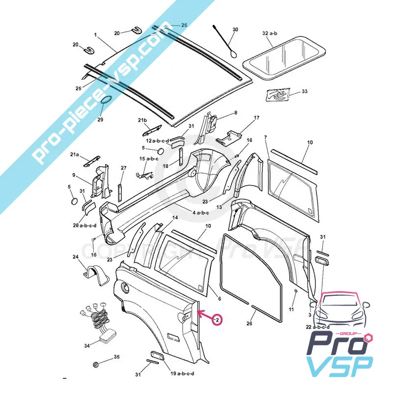 Asa traseira direita para Microcar Mc2