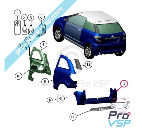 Pare choc arrière pour aixam coupé impulsion