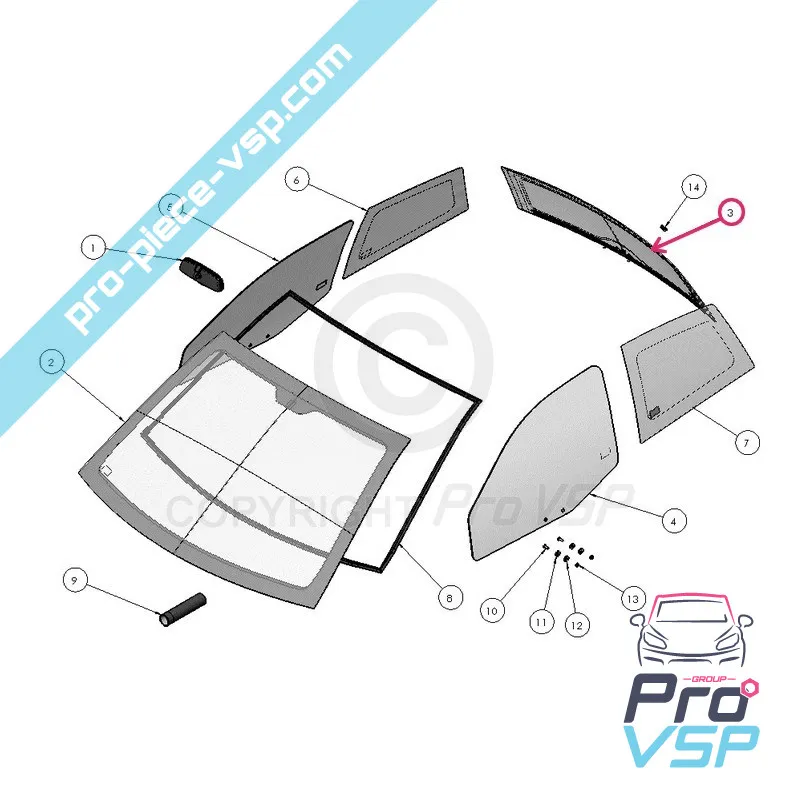 Ventana trasera transparente sin descongelación para Ligier Ixo