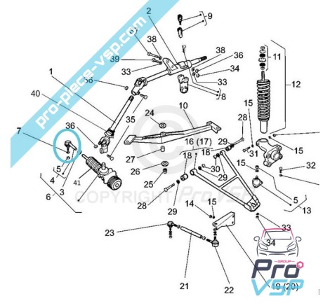 Rotule de direction droite pour ligier xpro casalini kerry