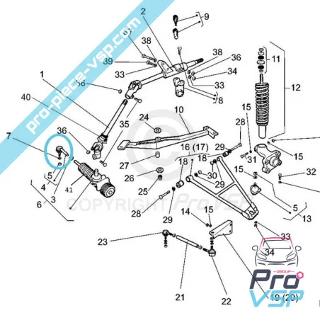 Rotule de direction droite pour ligier xpro casalini kerry
