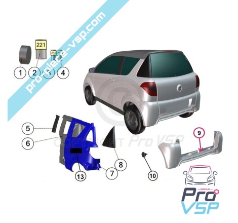 Bumper traseiro plástico ABS adaptável para Minauto Vision