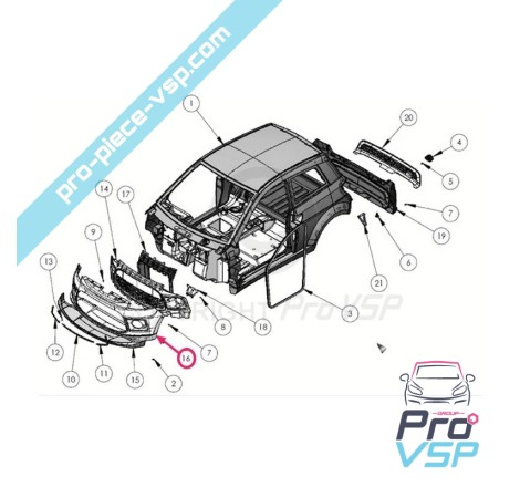 Pare choc avant origine pour ligier ixo v2 treck