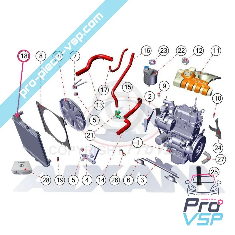 Adaptable radiator for Aixam Vision (Lombardini engine hdi ) and Sensation Emotion