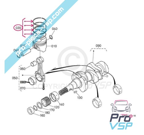 Segments côte standard origine pour moteur Kubota Z482 E4B