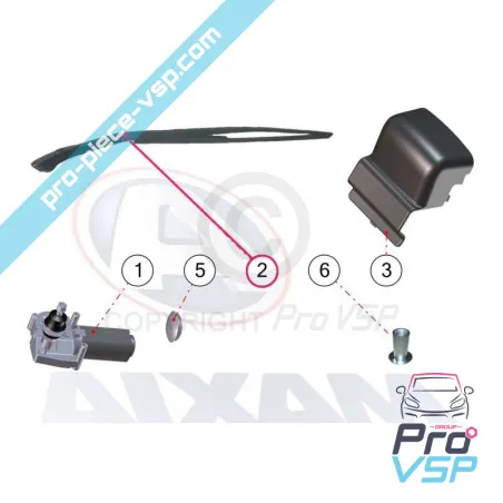 Brațul ștergătorului spate pentru Aixam Coupé ( Impulsion , Vision , Sensation )