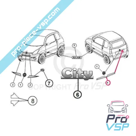 Baguette chromée de hayon pour aixam city crossline roadline scouty