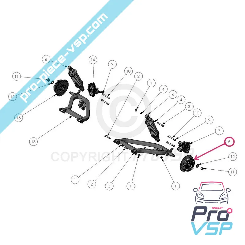 Moyeu arrière pour ligier xtoo 2 max r s rs