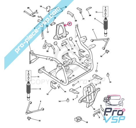 Support moteur arrière pour microcar mgo 2 m8 f8c ligier jsrc ( moteur dci )