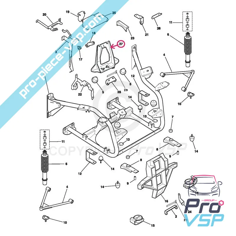 Rear motor support for Microcar mgo 2 m8 f8c JSRC Ligier (Engine dci )
