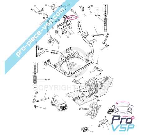 Support moteur arrière pour microcar mgo 2 m8 f8c ligier jsrc ( moteur dci )