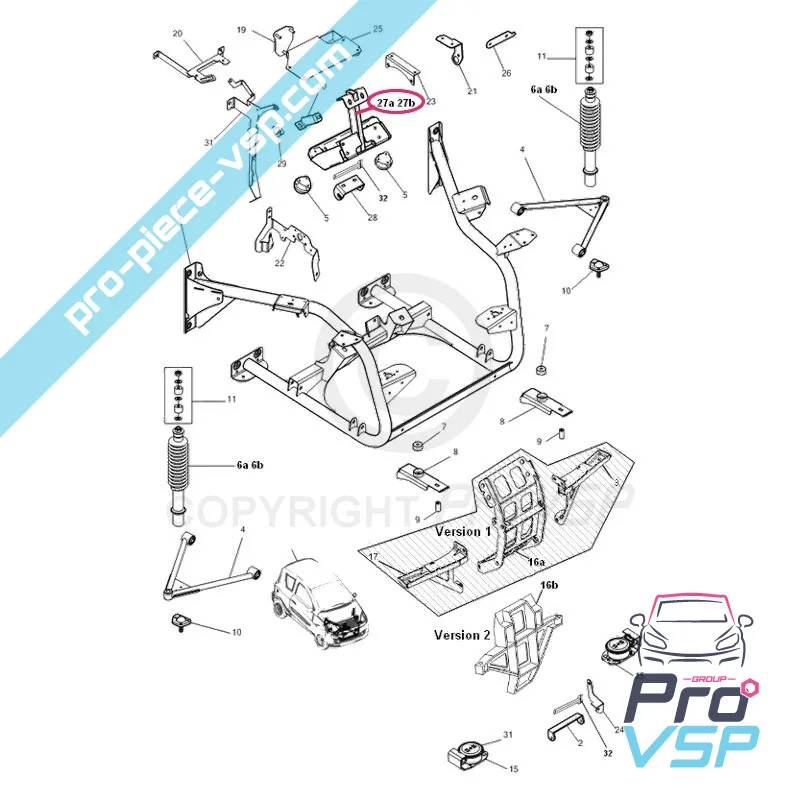 Suporte do motor traseiro para microcar mgo 2 m8 f8c JSRC Ligier (motor dci )