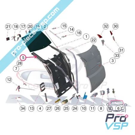 Hatchback panel for Aixam Coupé ( Impulsion and Vision )