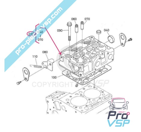 Culasse origine pour moteur Kubota Z602