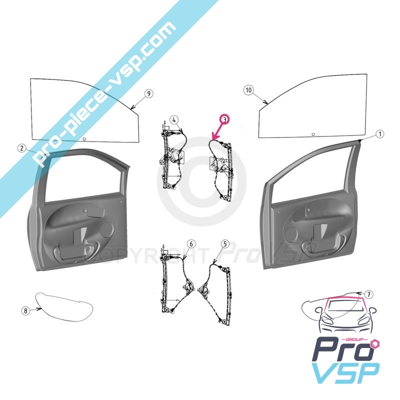 Right electric glass lift