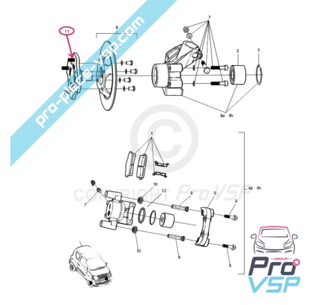 Moyeu de roue avant pour microcar mgo 1