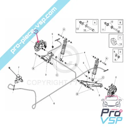 Set posteriore destro per microcar mgo 3 mgo 4 mgo 5 Ligier js50 js50l Due P85 P88