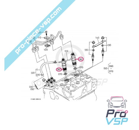 Injecteur pour moteur Kubota Z402 et Z482