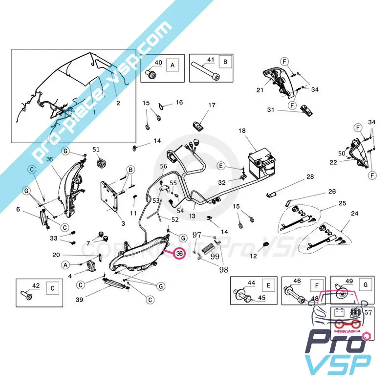 Left lighthouse for Ligier JS50 JS50L Phase 2 and 3
