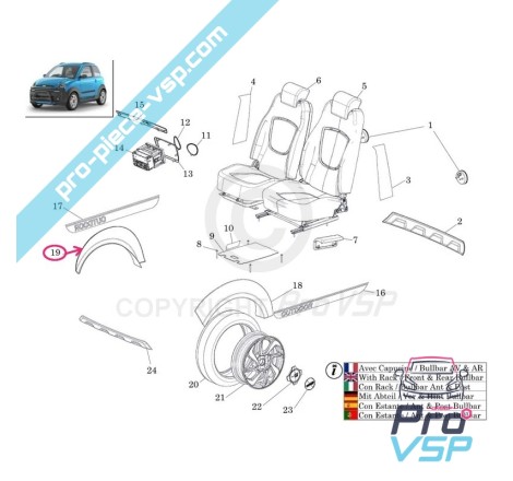 Alargamento de asa dianteira para microcar mgo 3, 4, 5 (série especial highland ) mgo 6