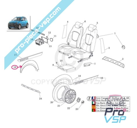 Elargisseur d'aile avant droite pour microcar mgo 3 , 4 , 5 ( série spéciale highland ) mgo 6