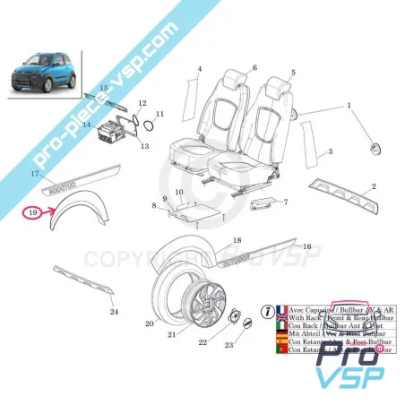 Extinderea frontală pentru microcar mgo 3, 4, 5 (serii speciale highland ) mgo 6