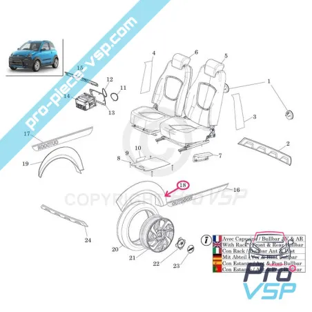 Elargisseur d'aile avant gauche pour microcar mgo 3 , 4 , 5 ( série spéciale highland ) mgo 6