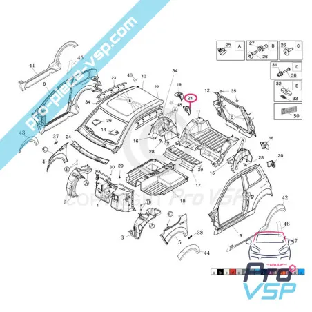 Entourage de feu arrière droit pour Microcar Mgo